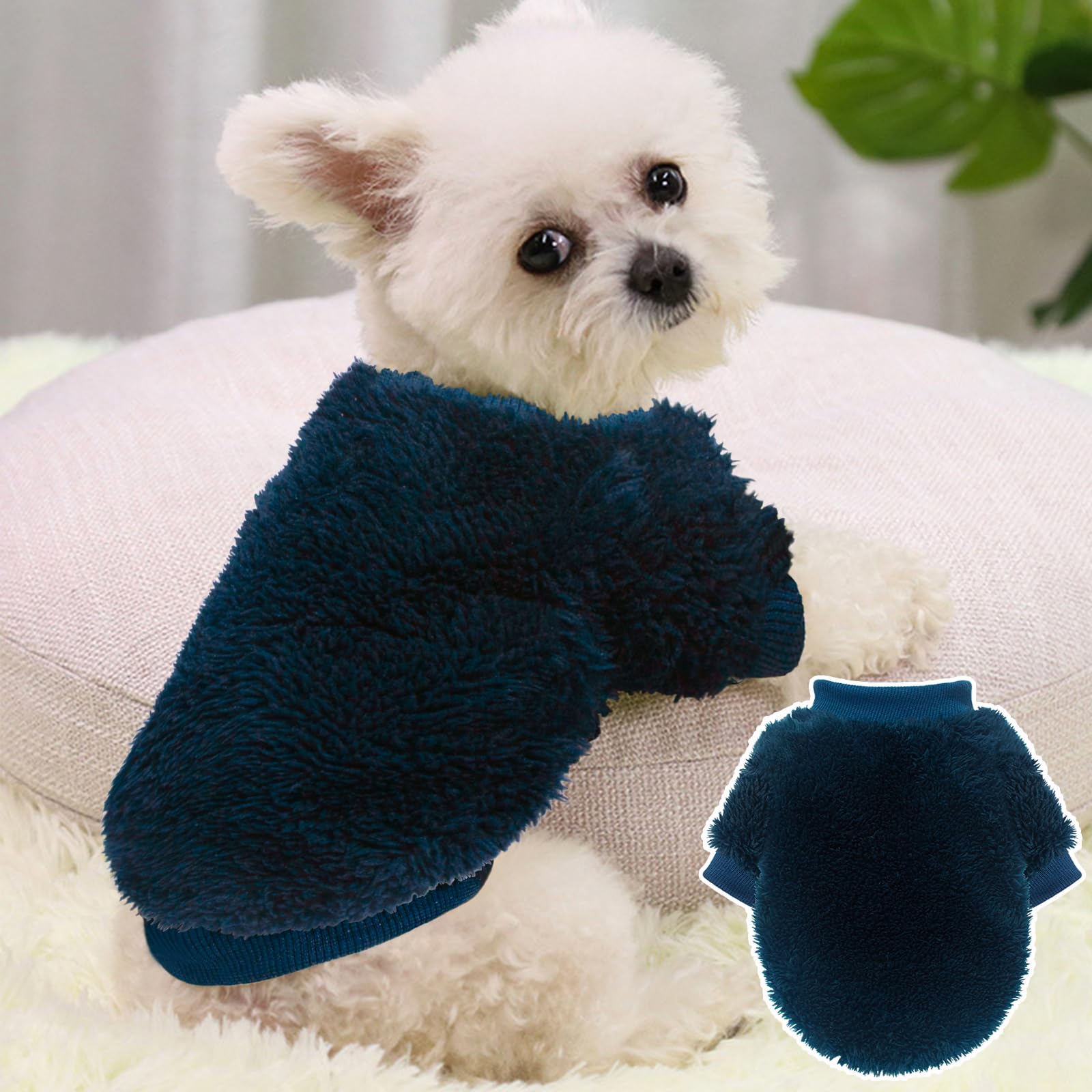 2 Pieces Dog Sweaters For Medium Dogs Winter Warm Puppy Clothes Fleece Chihuahua Sweater Cute Small Dog Clothing For Boys Male C